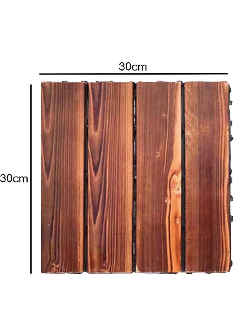 HOME TASTE Wooden Decking Tiles Hardwood Wood Flooring Deck Patio Outdoor Garden Floor Interlocking Balcony Roof Terrace Office Tile Waterproof Balcony Flooring - Image 1